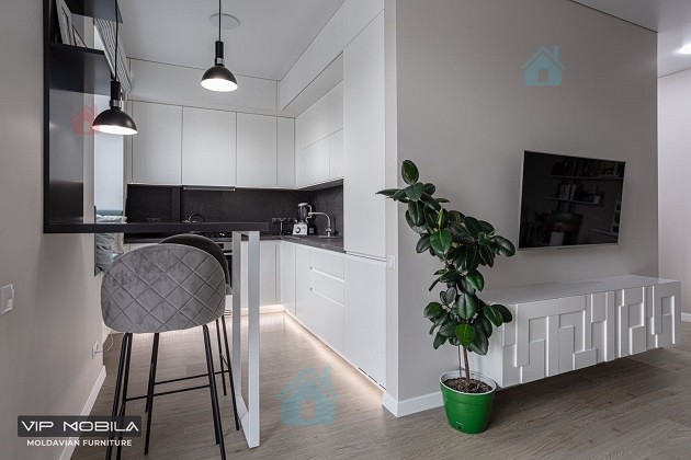Mobilă pentru bucătărie: Bucătărie în stil MINIMALISM Albă